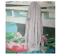 Pmnzdy Nastro in pelliccia sintetica di coniglio, 3 metri, passamontagna in peluche, per lavori di bricolage, accessori per abbigliamento, decorazione fai da te, grigio chiaro, 5 cm