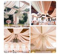 Pmnzdy Tende da soffitto per matrimoni, arco di nozze, in tulle, per matrimoni, sfondo, in tulle, decorazione per feste, cerimonie, palcoscenico, matrimonio, cielo, letto, champagne, 150 x 600 cm