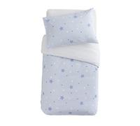 PMP-Parure stampata, con federa e copripiumino con stelle, colore: azzurro, dimensioni: 100 x 140 cm