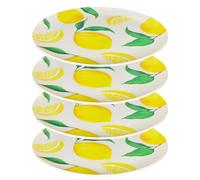 PMS International Piatti In Plastica Riutilizzabili Set 4 Giallo Verde 20 cm