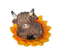 PMS International Statua Da Giardino Highland Cow Con Fiore Giallo