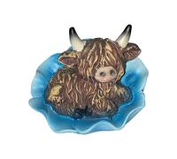 PMS International Statua Da Giardino Highland Cow In Fiore Blu