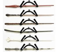 Pmsanzay Confezione da 6 mini supporti regolabili universali da parete per bacchetta magica, in legno, resistenti e flessibili, in modo che si adattino a ogni forma e dimensione diverse. - Nessuna