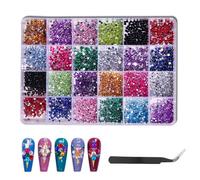 Pmueuff 18000 Pezzi Strass Unghie, 12 Colori Strass Cristallo Glitter Brillantini Decorazioni per Unghie con Pinzette e Scatole Kit con Stress per Scarpe Fai Da Te Vestiti Decorazioni Nail Art