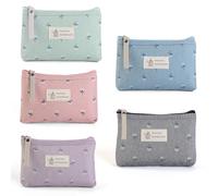 Pmueuff 5 Pezzi Borsa Cosmetica, Trousse da Borsa, Tela Stampata Trousse Donna, Astuccio da Viaggio per Trucco Multifunzionale Beauty Case per Viaggi e Stoccaggio Regali Natale