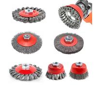 Pmueuff 6 Pezzi Spazzola Metallica Smerigliatrice, Spazzola Metallica per M14 Smerigliatrici Angolari 75/100 mm Spazzola Metallicas Angolare Kit per Levigatura, Rimozione di Ruggine e Vernice