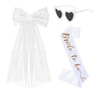 Pmueuff Accessori per Addio al Nubilato Sposa, Gadget per Addio al Nubilato con Fascia e Velo da Sposa Occhiali Gadget Addio Nubilato Sposa to Be Decorazione per Addio al Nubilato Festa