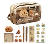 Pmueuff Astuccio Capibara, Set di Cancelleria Capibara con 4 Penne Capibara, Peluche Capibara e Articoli Capybara Kawaii Astuccio Capybara con Scomparti per Studenti Impiegati Appassionati di Pittura