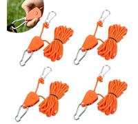 Pmueuff Cricchetto di Corda, 4 Pezzi Cinghie a Cricchetto Regolabili 1/8'' di Rope Ratchet Ganci di Corda con Carabiner Nylon Cricchetto a Corda Supporto Corda per Lampada da Pianta, Tenda, Escursioni