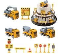 Pmueuff Decorazione per Torte da Cantiere, 13 Pezzi Escavatori Torta Compleanno con Segnali Stradali Veicoli da Cantiere Mini Escavatore Decorazioni Torta Compleanno per Ragazzo di 2 3 4 5 Anni