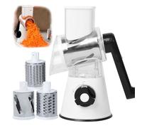 Pmueuff Grattugia Formaggio a Manovella, Gratta Formaggio per Verdure Manuale con 3 Lame a Tamburo Grattugia Rotativa Tagliaverdure Multifunzionale per affettare e Grattugiare Verdure e Formaggio