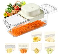 Pmueuff Mandolina per Verdure Affetta Verdure, Affetta Taglia Verdure Manuale con 6 Lame Sostituibili e Protezione per Mani Tagliaverdure Multifunzione Affettatrice per Cipolla Cetriolo Zucchine Carot