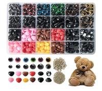 Pmueuff Occhi per Amigurumi, 1040 Pezzi Occhi e Naso di Sicurezza Colorati con Rondelle Occhietti di Sicurezza in Plastica 6-14mm Occhi di Sicurezza Kit per Fai da Te Amigurumi, Pupazzi, Orsacchiotti