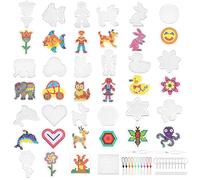 Pmueuff Pegboard Perline a Fusione, 20 Pezzi Stampi per Perline da Stirare Basi Trasparente per Perlines Stirare con 20 Carte a Colori, 4 Pinzette, 10 Corde Sospese per Perlina Fai Da Te per Bambini