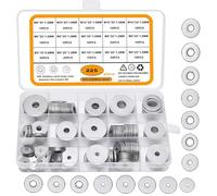 Pmueuff Rondelle Acciaio INOX, 225 Pezzi Kit di Rondelle Piatte Rotonde M3 M4 M5 M6 M8 M10 M12 Rondella Distanziatrice per Viti Bulloni Rondella Metallica Parafango Piana per Riparazioni, Fabbrica