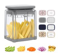 Pmueuff Taglia Patate, 4 IN 1 Mandolina per Verdure Taglio Tagliaverdure a Cubetti con 4 Lame in INOX Tagliapatate Taglia Verdure a Pressione Multifunzione per Patate Cetrioli Carote Cipolle Frutta