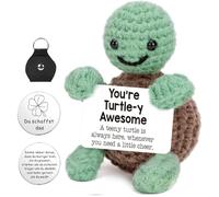 Pmueuff Tartaruga Positivo, Mini Bambola Lavorata a Maglia con Portachiavi e Portafortuna Tartaruga Decorazioni in Peluche di Supporto Emotivo Regali Ispiranti per Famiglia, Amici, Colleghi