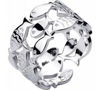 PMVRTHQV Anello D'Argento S925. Han Tianmei, Anello Di Pesce Piccolo Di Tre Strati, Anello Aperto, Anello e Indice Finger Ring, Argento