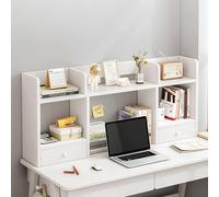 PNAJFUEL Libreria da Scrivania, Supporto da Ripiano da Scrivania, Libreria da Appoggio, Libreria da Scrivania per Scrivania Del Computer, Pannello in Mdf Alto/White/52X16X100Cm