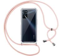 Pnakqil Custodia Cordino Cover per Oppo A16/A16s/A54s 6.52" Girocollo Collana Cordoncino Collo Cordini Cordino Tracolla Catena Silicone Protettiva Trasparente Custodia per Oppo A16 Cover, Rosa