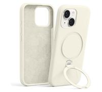 Pnakqil Magnetica Cover con iPhone 14/13,Custodia Telefono Compatibile con Magsafe Ricarica Wireless Anello Magnetico Supporto Sottile Antiurto, Silicone Anti-Graffio Case con iPhone 14/13，Bianco
