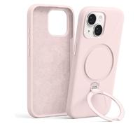 Pnakqil Magnetica Cover con iPhone 14/13,Custodia Telefono Compatibile con Magsafe Ricarica Wireless Anello Magnetico Supporto Sottile Antiurto, Silicone Anti-Graffio Case con iPhone 14/13，Rosa