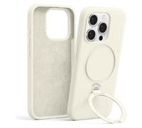 Pnakqil Magnetica Cover con iPhone 15 Pro Max,Custodia Telefono Compatibile con Magsafe Ricarica Wireless Anello Magnetico Supporto, Sottile Silicone Anti-Graffio Case con iPhone 15 Pro Max，Bianco