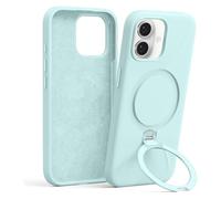 Pnakqil Magnetica Cover con iPhone 16,Custodia Telefono Compatibile con Magsafe Ricarica Wireless Anello Magnetico Supporto Sottile Antiurto, Silicone Anti-Graffio Protettiva Case con iPhone 16，Blu