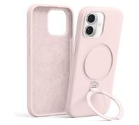 Pnakqil Magnetica Cover con iPhone 16,Custodia Telefono Compatibile con Magsafe Ricarica Wireless Anello Magnetico Supporto Sottile Antiurto, Silicone Anti-Graffio Protettiva Case con iPhone 16，Rosa