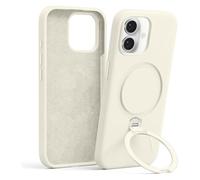 Pnakqil Magnetica Cover con iPhone 16,Custodia Telefono Compatibile con Magsafe Ricarica Wireless Anello Magnetico Supporto Sottile Antiurto, Silicone Anti-Graffio Case con iPhone 16，Bianco
