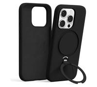 Pnakqil Magnetica Cover con iPhone 16 Pro Max,Custodia Telefono Compatibile con Magsafe Ricarica Wireless Anello Magnetico Supporto Sottile Antiurto,Morbida in Silicone Anti-Graffio Case，Nero