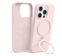 Pnakqil Magnetica Cover con iPhone 16 Pro Max,Custodia Telefono Compatibile con Magsafe Ricarica Wireless Anello Magnetico Supporto Sottile Antiurto,Morbida in Silicone Anti-Graffio Case，Rosa