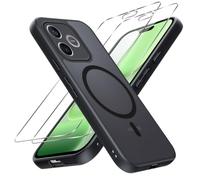 Pnakqil Magnetica Cover per Honor 600 Lite Custodia e 2 Pellicole in Vetro Temperato, Compatibile con MagSafe, Traslucida Opaca Posteriore Sottile Silicone Antiurto Case per Honor 600 Lite, Nero