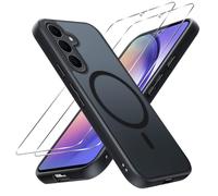 Pnakqil Magnetica Cover per Samsung A54 Custodia e 2 Pellicole in Vetro Temperato, Compatibile con MagSafe, Traslucida Opaca Posteriore Sottile Antiurto Silicone Case per Samsung Galaxy A54 5G, Nero
