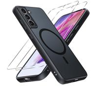 Pnakqil Magnetica Cover per Samsung Galaxy S21 FE Custodia e 2 Pellicole in Vetro Temperato, [Compatibile con MagSafe], Traslucida Opaca Posteriore Sottile Antiurto Protettiva Case, Nero