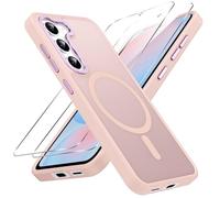 Pnakqil Magnetica Cover per Samsung Galaxy S24 FE Custodia e 2 Pellicole in Vetro Temperato, [Compatibile con MagSafe], Traslucida Opaca Posteriore Sottile Antiurto Protettiva Case, Rosa