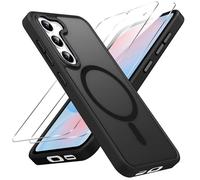 Pnakqil Magnetica Cover per Samsung Galaxy S24 FE Custodia e 2 Pellicole in Vetro Temperato, [Compatibile con MagSafe], Traslucida Opaca Posteriore Sottile Antiurto Protettiva Case, Nero