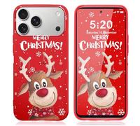 Pnakqil Natale Cover per iPhone 17 Pro, Rosso Silicone Custodia con Christmas Cervo Cartoon Motivo Case, Antiurto in TPU Case per Apple iPhone 17 Pro 6.3", Sorridi Renna