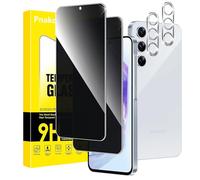 Pnakqil Privacy Pellicola Protettiva per Samsung Galaxy A55 5G con Protezione Fotocamera Schermo, Anti-Spy Vetro Temperato, Screen Protector Vetrino Protettivo con Angolo di Anti Spia 28°, 2+2 Pezzi