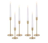 PNAVMG Gold Candle Holders Candlestick Holder for Taper Candles, Set of 6 Pcs Decorations Candle Stick Long Holder for Table Centerpieces, Wedding, Dinning, Anniversary, Party(Candles not Include)
