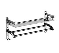 PNAWLLCF Portasciugamani Bagno rack con portasciugamani, bagno mensola di vetro con la barra di tovagliolo e della guida in acciaio inox spazzolato Heavy-Duty Rustproof montaggio a parete(50cm)