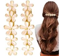 Pndeyo 2 fermagli per capelli da donna, con opale e fiore, scintillanti, per capelli francesi, accessori decorativi per matrimoni, per capelli lunghi, corti, spessi, sottili, ricci, ondulati, lisci,