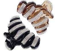 Pndeyo 2 pezzi grandi fermagli per capelli con strass per donne, antiscivolo, classici, fermagli per capelli con cristalli glitterati, accessori