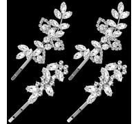Pndeyo 4 fermagli per capelli da donna con strass scintillanti, forcine antiscivolo per capelli da sposa, in lega francese, a forma di foglia, accessori per capelli lunghi, medi, lisci, mossi e ricci,