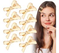 Pndeyo 8 fermagli per capelli da donna, con fiocco, color oro, Y2k, fermagli per capelli antiscivolo, accessori per capelli per matrimoni, Natale, feste, cerimonie, banchetti