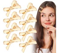 Pndeyo 8 pezzi fermaglio per capelli con fiocco dorato per donne Y2k piccole mollette per capelli con fiocco antiscivolo accessori per capelli pe