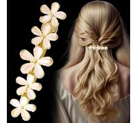 Pndeyo Fermaglio per capelli da donna, con opale e fiore, scintillante, per capelli francesi, accessorio decorativo per matrimonio, per capelli lunghi, corti, spessi, sottili, ricci, ondulati, lisci,