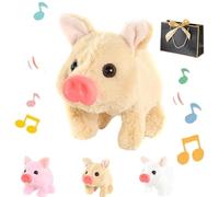 Pnedeodm Electric Pig Plush Realistic Toy, Lifelike Animal Walking Pig Plush Toy with Sound and Motion, Electric Pig Stuffed Animal with Oink Twitch Nose Wag Tail for Pets Lovers (Brown)