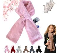 Pnedeodm Faux Fur Scarf with Hidden Zipper Pocket, 2026 New Faux-Fur Pull Through Scarf Cozy Wrap Secure Concealed Storage for Cell Phone and Valuables, Winter Soft Scarfs with Pockets Women (Pink)