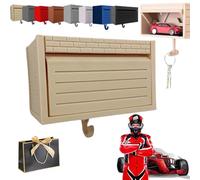 Pnedeodm Infinity Garage Keychain Hanger, Car Key Holder Wall Mount with Opening Door, Tiny Key Hooks Wall Mounted for Entryway Office Home, Suitable Cars Lover's Key Organizer for Christmas (Wood)